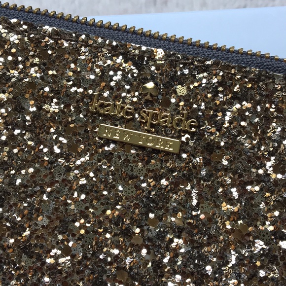 Kate Spade NWT Bitsy Laurel Way Glitter Gunmetal Silver Gold teensy bits - Picture 4 of 13